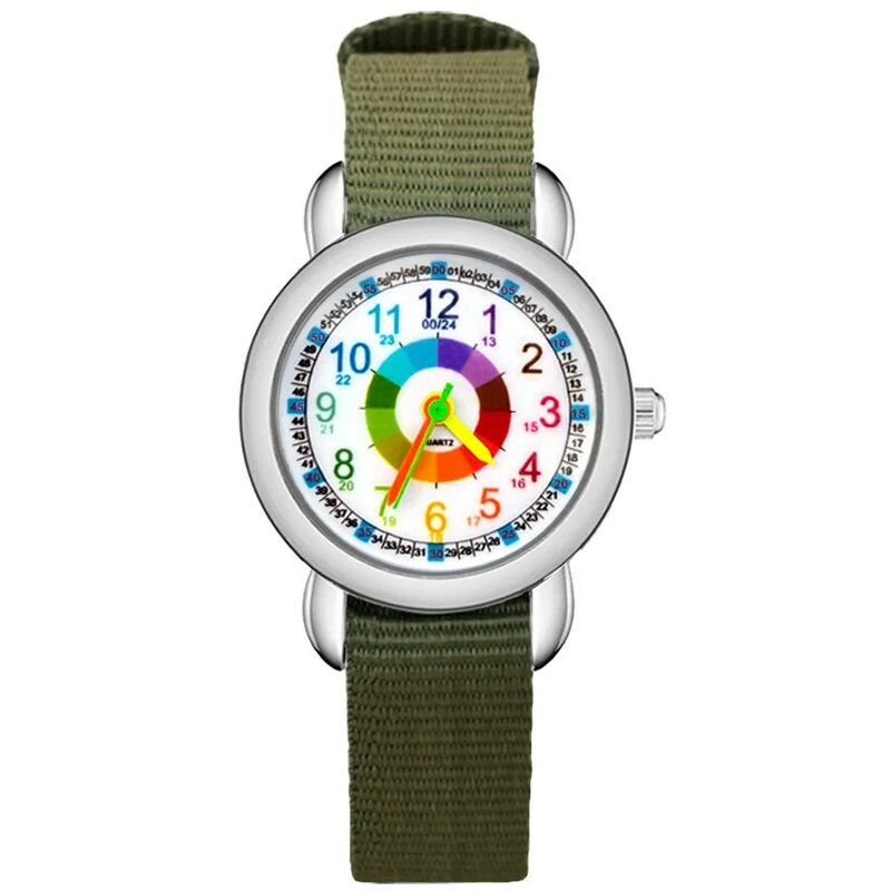นาฬิกาข้อมือแฟชั่นน่ารักสีสวยสไตล์เด็กนาฬิกาเด็กนักเรียนชายหญิงสายคล้องคอไนลอนนาฬิกา JP23