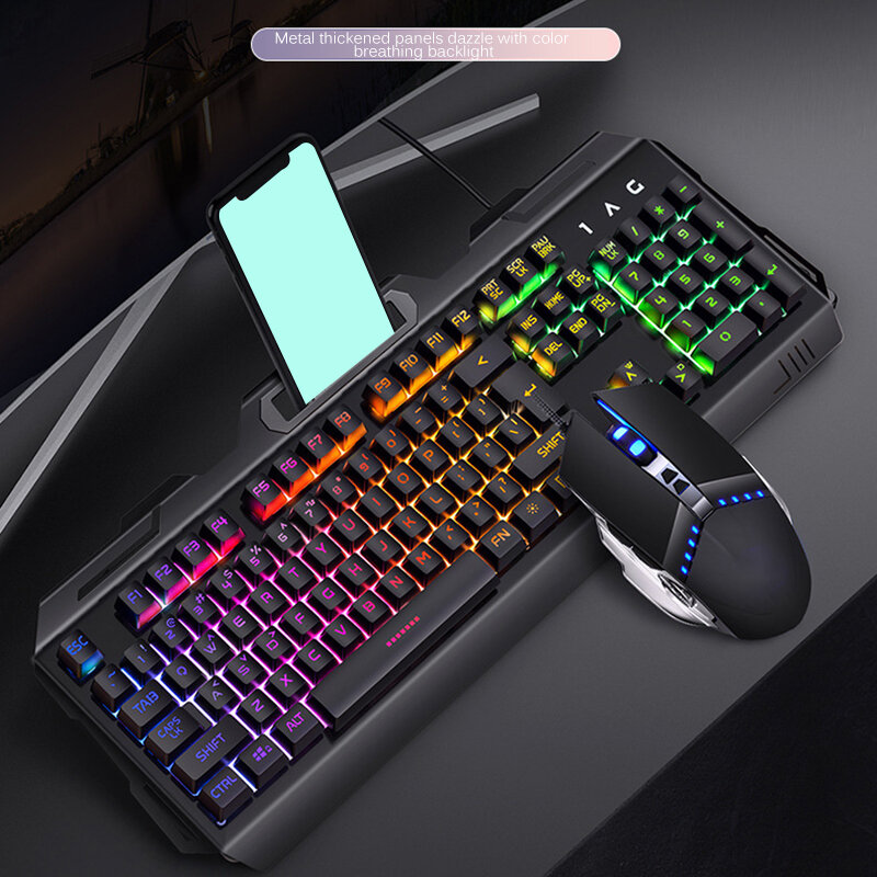 Игровая клавиатура с RGB светодиодный светкой, проводная USB клавиатура для ПК и ноутбука