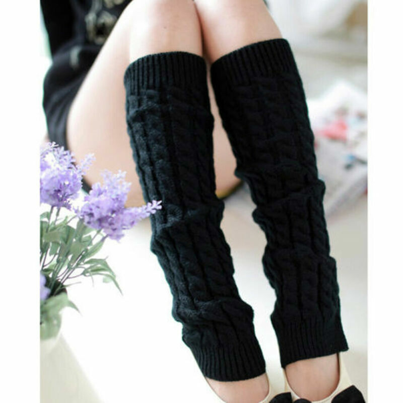 Grils perna mais quente mulheres joelho quente alta inverno malha crochê legging bota meias slouch