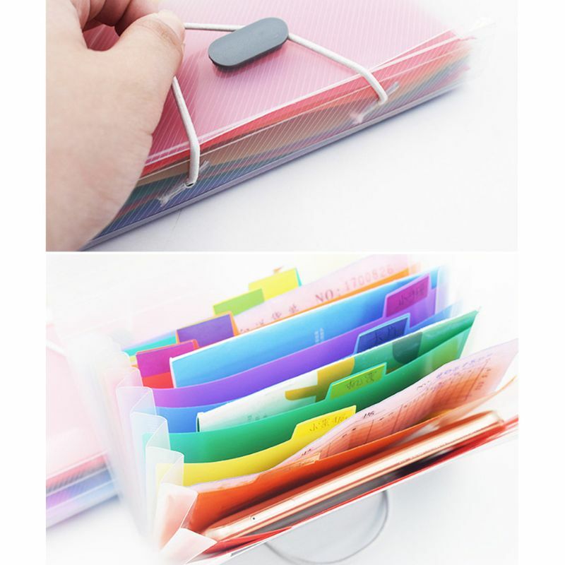 Bolsa de documentos A6 de Color arcoíris, Mini Archivo de billetes de 13 rejillas, organizador de carpeta, suministro de oficina, 2021