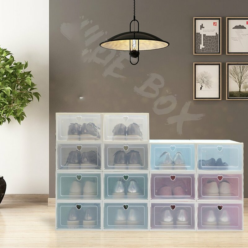 Caja de zapatos de plástico transparente caja de almacenamiento de zapatos caja de zapatos tapa cajón zapato almacenamiento artefacto engrosamiento