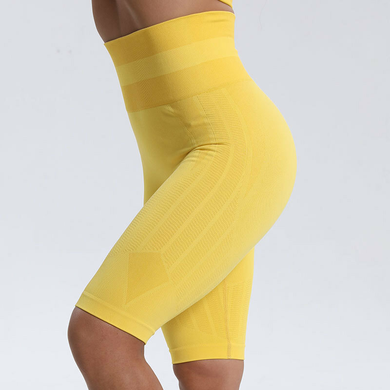Mulheres com nervuras calções de yoga nádegas de secagem rápida calças de fitness workout calças esportivas rosqueadas sem costura cintura alta correndo leggings