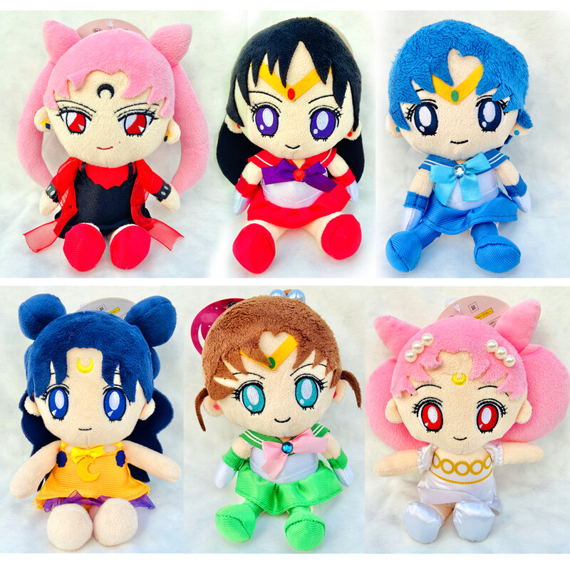 6สไตล์18ซม.Sailor Moon Queen Serenity Sailor Chinbi Moon Venus MercuryดาวยูเรนัสดาวพลูโตMars Plushตุ๊กตาวันเกิดของขวัญ
