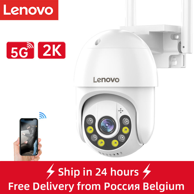 Lenovo-cámara de seguridad PTZ para exteriores, videocámara IP de 3MP, 2.4G 5G WiFi, detección humana, seguimiento automático, Zoom Digital 4X, cámara de videovigilancia de