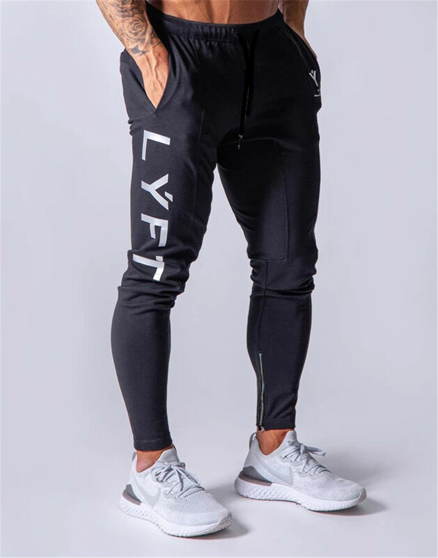 Calças esportivas dos homens jogger calças esportivas de fitness nova moda impressa do músculo calças de treinamento de fitness masculino