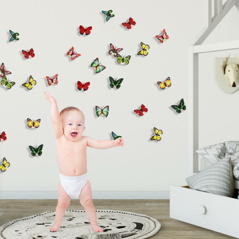 Colorful Glow Wall Stickers Butterfly Led Lights Wall Sticker LED Wall Decorative 3D Glowing Night Light Wedding Decorative Prop