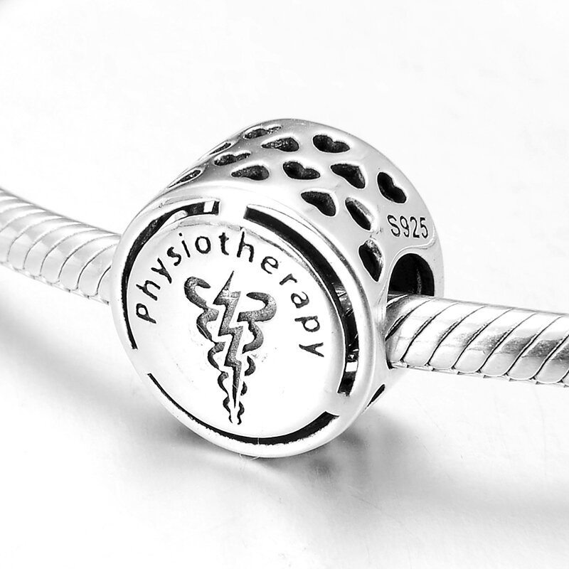 Neue 100% 925 Sterling Silber Physiotherapie beruf Feinen perlen Fit Original LYNACCS Charme Armband Schmuck machen