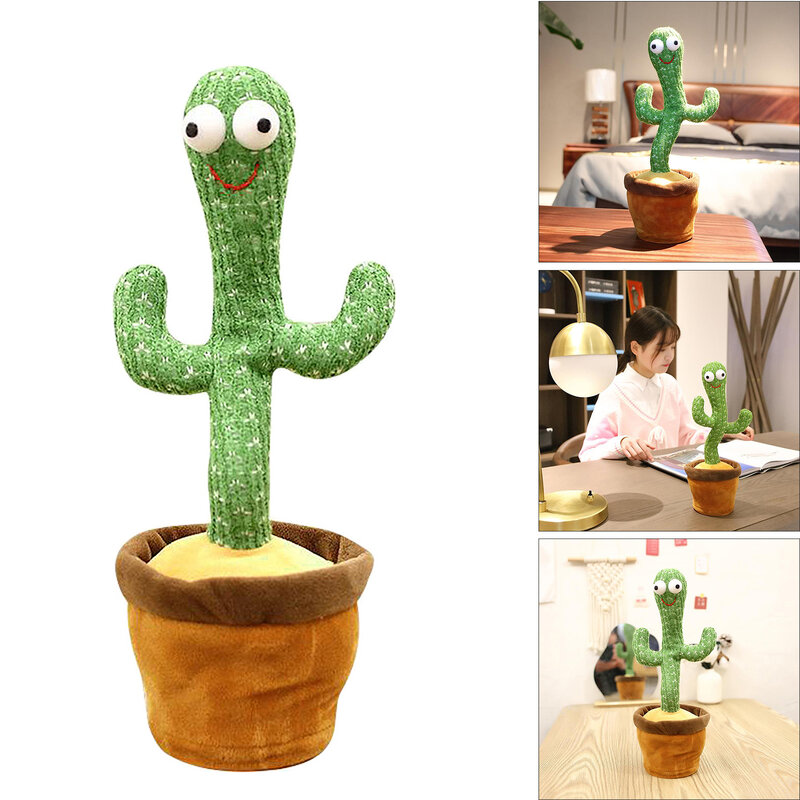 Muñeco de peluche eléctrico con forma de Cactus para niños, juguete de felpa con grabación de Cactus, USB, juguete divertido para bailar y cantar