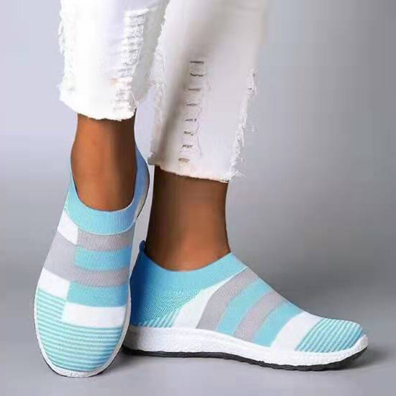 Lucyever สตรีรองเท้าผู้หญิงตาข่ายรองเท้าผ้าใบ2020ฤดูใบไม้ผลิใหม่ถักแบน Ladies ลื่นบนรองเท้าผู้หญิง Plus...