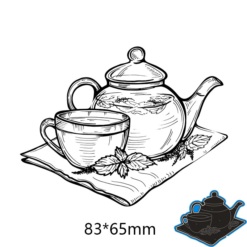 Металлические стальные Вырубные штампы чайник и чайная чашка Сделай Сам Скрапбукинг Фотоальбом тиснение бумажные карты 83*65 мм