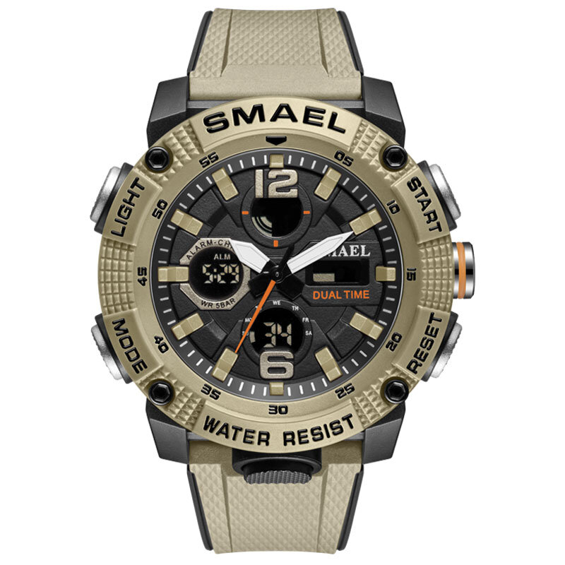 Smael, relógios esportivos a prova d'água, relógio de luxo de marca superior 50m, relógio despertador para homens, relógio digital do exército militar de pulso