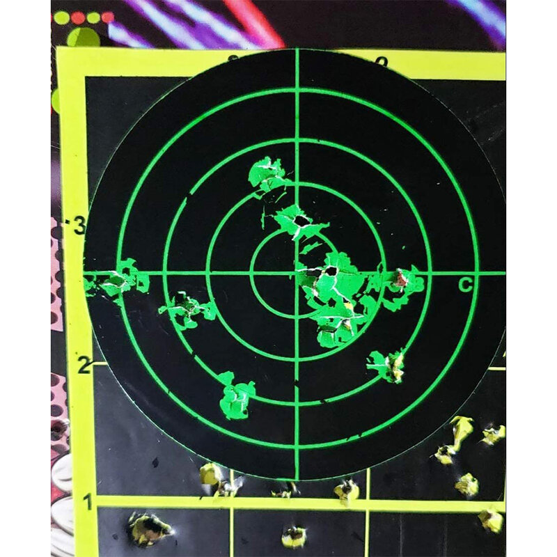 Pegatinas de objetivo de salpicaduras de 3 pulgadas, Rollo adhesivo, vea instantáneamente sus disparos, ráfaga verde fluorescente sobre impacto
