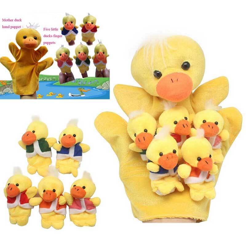 Neue Nette Fünf Kleine Enten Tiere Hand Finger Puppen Geschichte Erzählen Kindergarten Märchen Kinder Geburtstag Weihnachten Geschenk Куклы