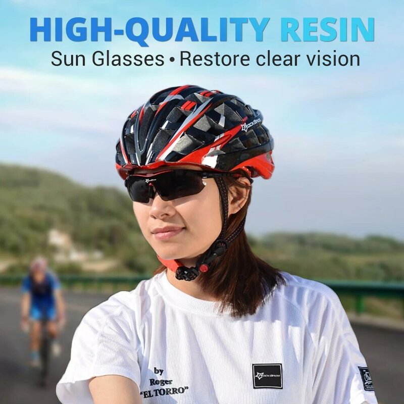 Está quente! Rockbros polarizado ciclismo óculos de sol ciclismo ao ar livre esporte da bicicleta estrada mtb tr90 óculos de proteção masculino 5 lente