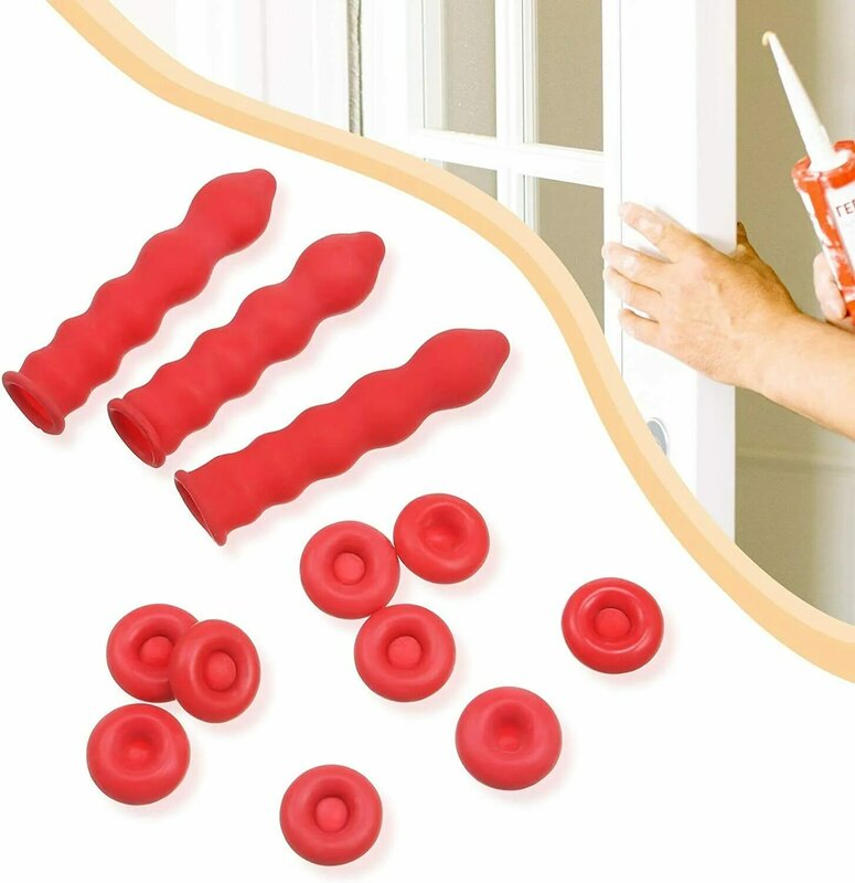 20Pcs Caulk Cap Red Saving Cap Sealer Saver 씰링 및 보존을위한 오픈 코킹 튜브 Eropper Latex Cap Sheath JU0078