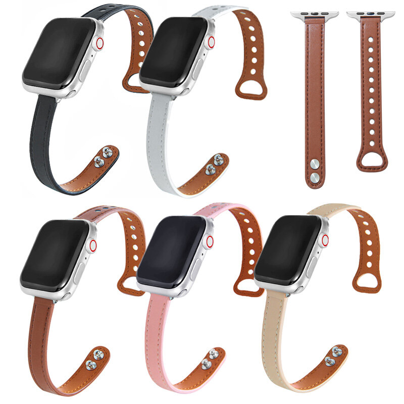 Sports Cow Leather Strap For Apple Watch Band 44mm 40mm 45mm 41mm 38mm 42mm Wristband Bracelet For iWatch Series 7 5 4 3 6 2 Se