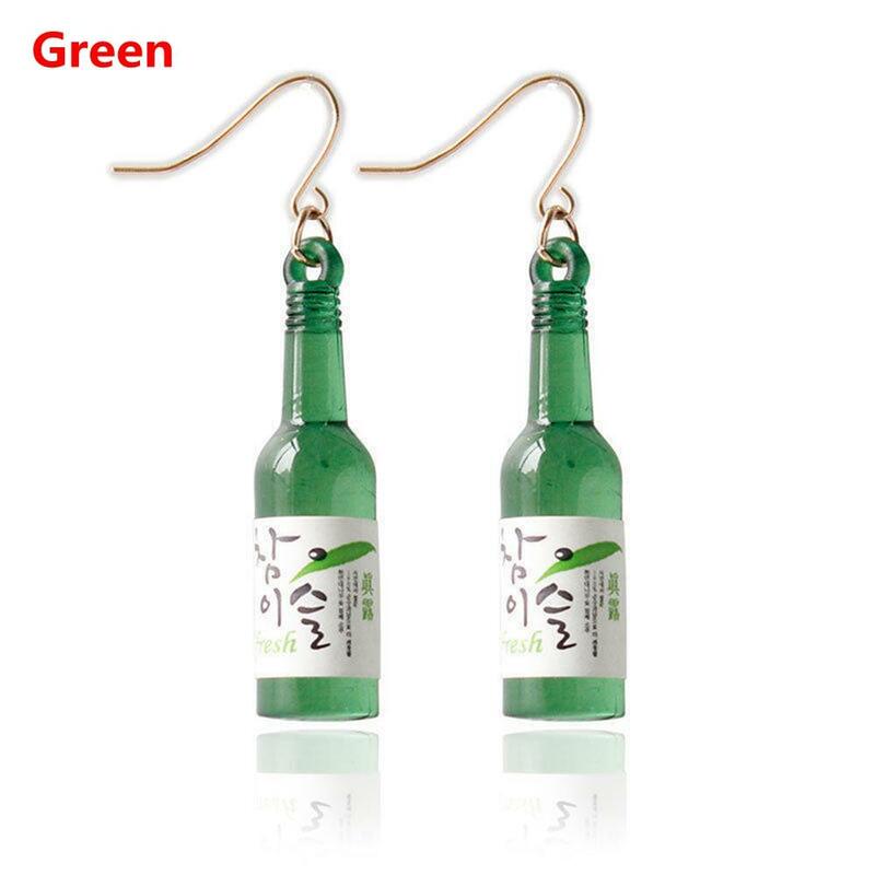 Orecchini di bottiglia di birra di vetro di Sake coreano orecchini personalità della moda orecchini divertenti versione coreana femminile orecchini a gancio selvaggio