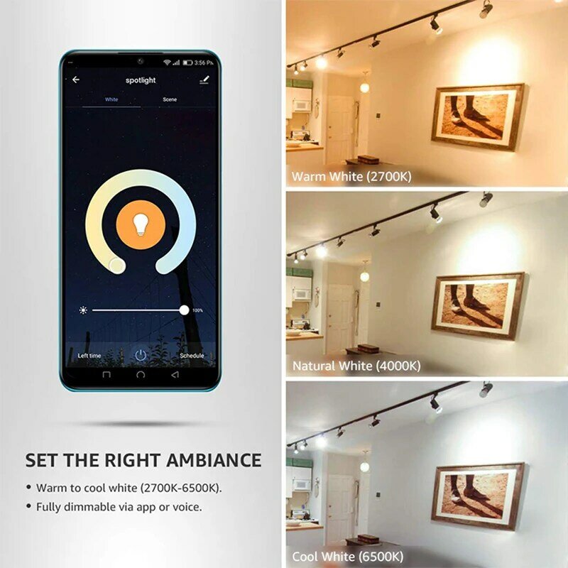 GU10 LED Smart Bulb Ceiling Lights Spotlight Wifi Connected Smart Life App Voice Remote Control Work with Alexa Google Home