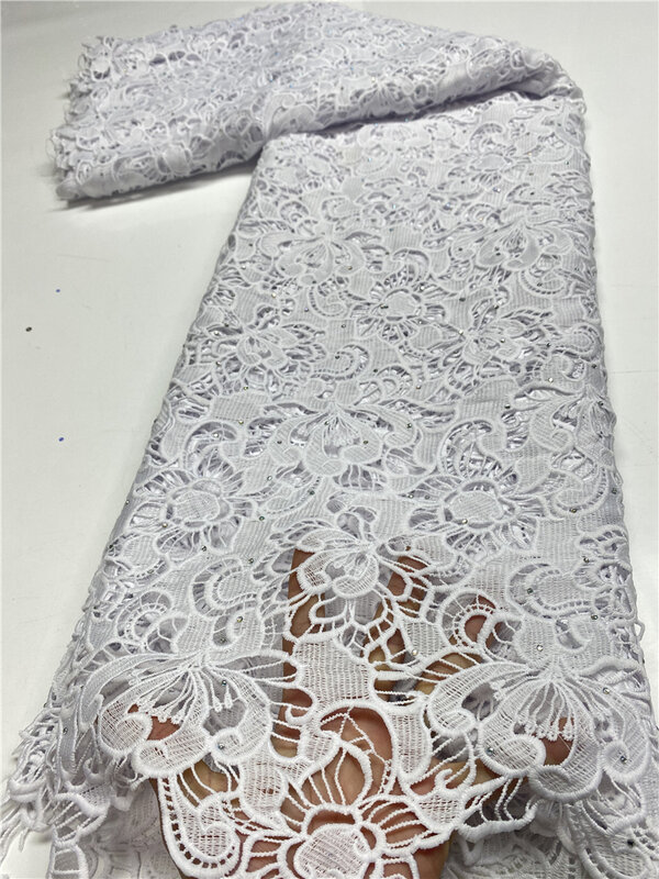 Nigerian Lace Fabrics African Lace Fabric 2020 High Quality Guipure Lace Embroidered Water Soluble Cord Lace Fabric YA3593B-1