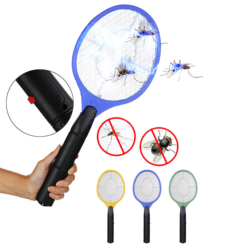 Raqueta matamoscas eléctrica para dormitorio y exteriores, raqueta portátil para Control de plagas, insectos y Mosquitos, 3 colores