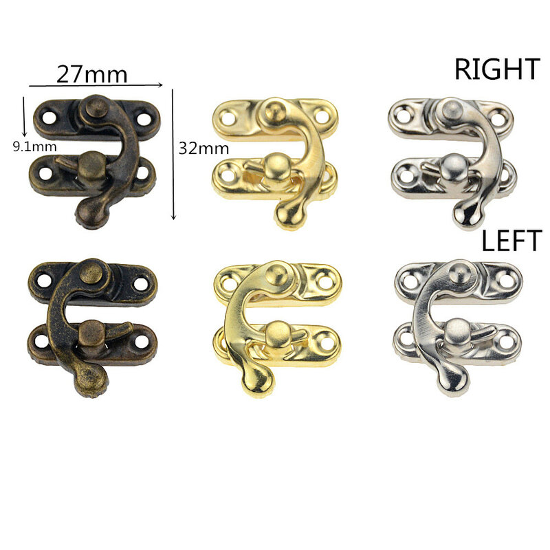 Bronze Yellow White Three Colors 27*32mm Hidden Buckle Packaging Box Accessories Wooden Box Buckle Horn Lock