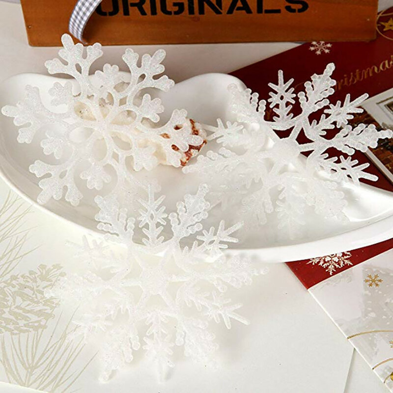 10pcs Glitter Snowflake Christmas Drop Ornaments for Xmas Tree Holiday Party Hanging Decoration Christmas Gift Pendant 10cm