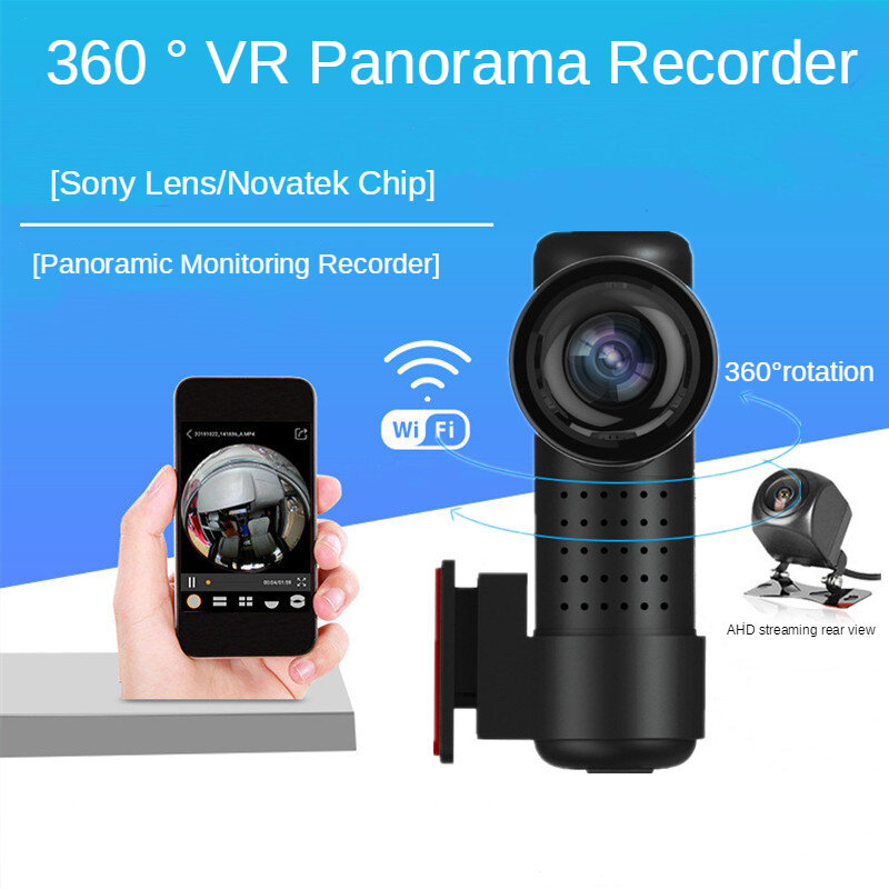 Novo 360 carro dvr câmera dashcam wifi carro inteligente traço câmera 2160p registrador de vídeo g-sensor de visão noturna traço cam