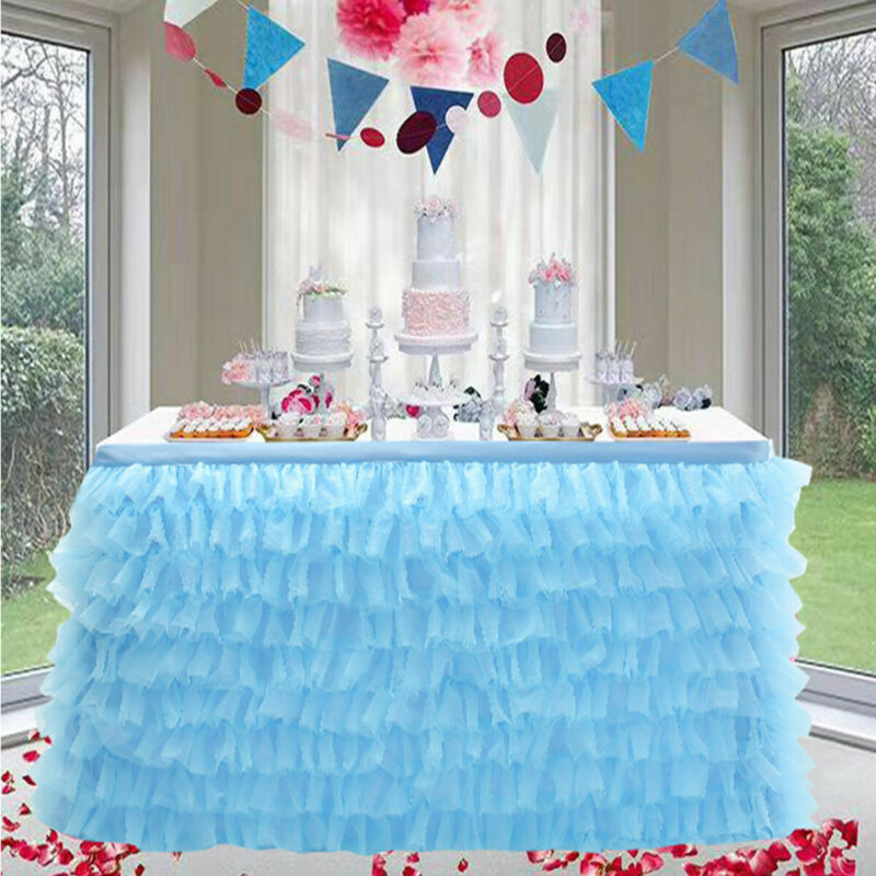 Falda de mesa de tul para decoración de boda, falda de 180x77cm para fiesta de cumpleaños, banquete, boda