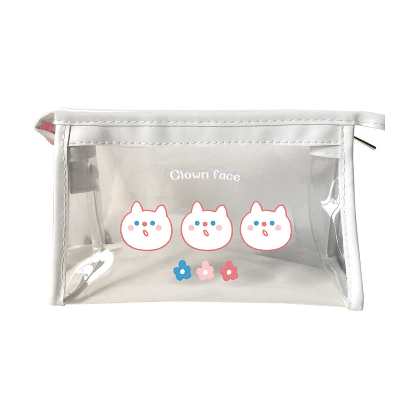 Yilan 투명 화장품 가방 여성 한국어 버전 저장 가방 소녀 심장 휴대용 여행 저장 가방 운반 가방