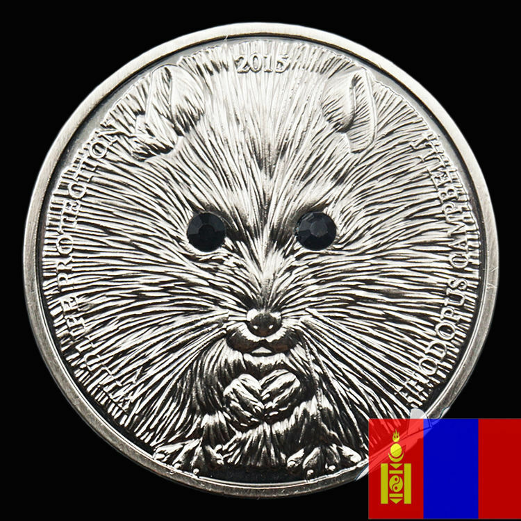 16 몽골어 동물 다이아몬드 박힌 기념 동전 높은 구호 다이아몬드 박힌 은화 동전 기념 동전 선물