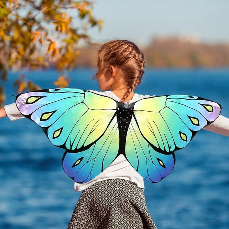 Lazyspace Ali di farfalla per Halloween con maschera per bambini con ali di fata scialle per feste con farfalle 