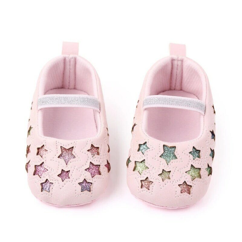 Chaussures d'automne avec étoiles et cœur pour filles | Antidérapantes, semelle souple décontracté, pour les premiers marcheurs, pour bébés filles
