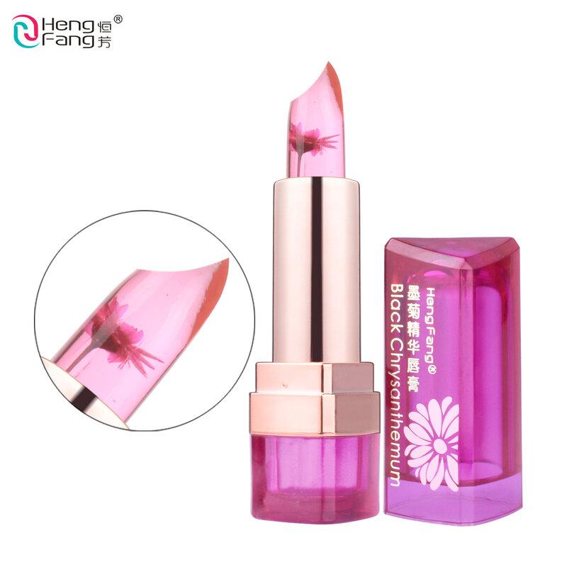 HengFang Lips Makeup Chrysanthemum Lipstick Fruit Flavors Temperature changed Lip Balm Flower Inside Moisturizer Lips #H9266