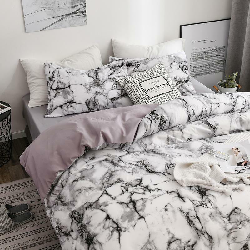 Weiß Marmor Muster Bettwäsche Sets Bettbezug-set 2/3 stücke Einzigen Königin König Größe Bettwäsche Quilt Abdeckung (Keine blatt Keine Füllung)