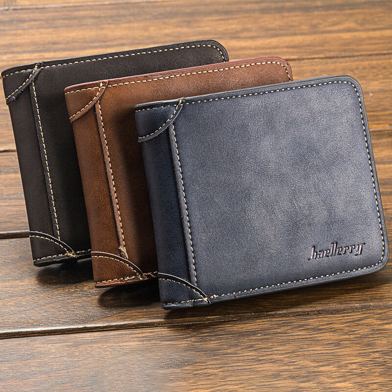 Moda męska skórzany portfel biznesowy składany luksusowy portfel Slim Hipster wkładki skóra bydlęca karta kredytowa/etui na identyfikator portmonetki