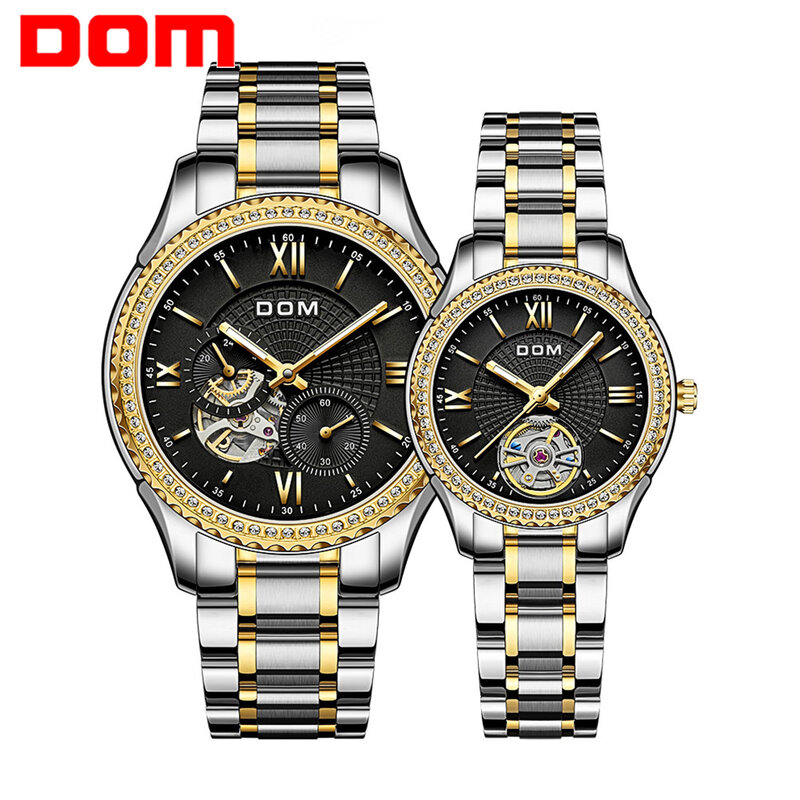 DOM Brand Automatic Mechanical Watches for Lovers Stainless Steel Waterproof Luminous Fashion Business Couple Clock M1315/G1316