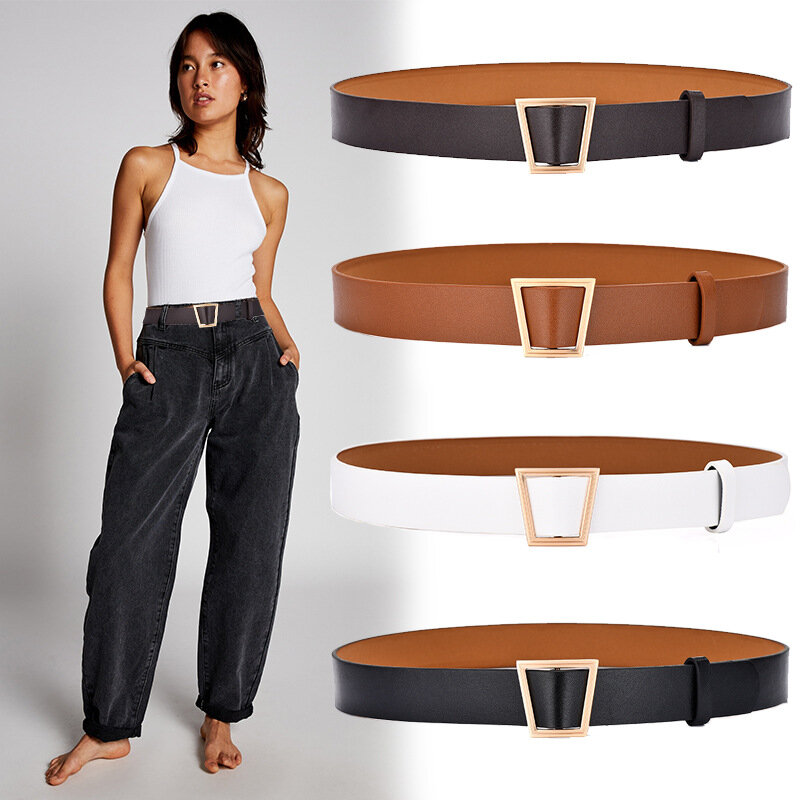 Дизайнерские ремни, кожаный поясной ремень, женские ремни высокого качества с золотой металлической пряжкой, женские ремни для джинсов