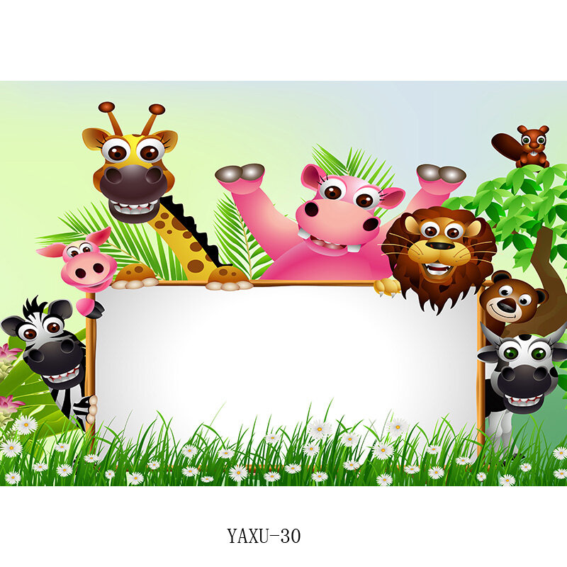 SHENGYONGBAO fondos de cumpleaños para niños y bebés animales de dibujos animados Zoo fotografía fondos para estudio fotográfico 20108YAXU-01