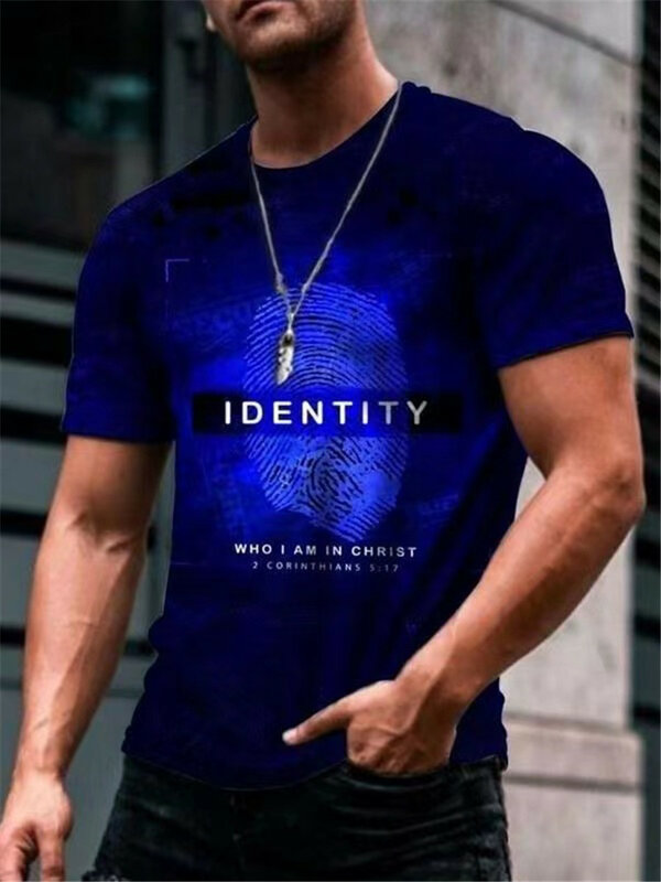 Camiseta informal de cuello redondo para hombre, Jersey de manga corta con estampado Digital, ajustada, para adolescentes, Europa y América, novedad