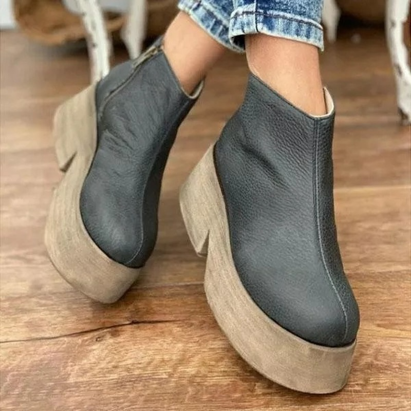 Ins Heißer Stiefeletten frauen Booties High Heel Frauen Schuhe 2022 Neuheiten Seite Zipper Plus Größe Plattform Schuhe botas De Mujer