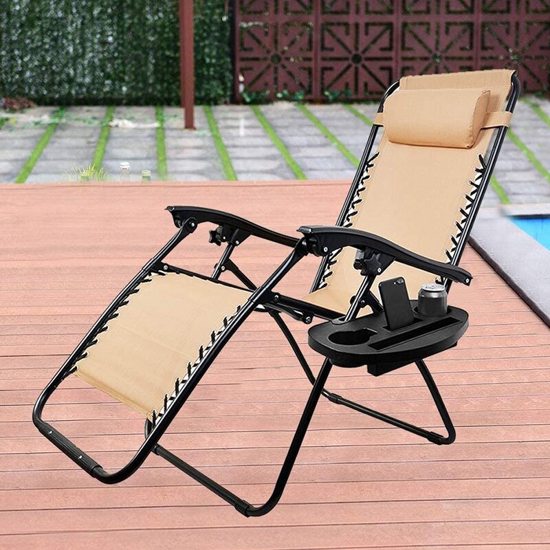 2 피스 무중력 안락 의자 트레이-접이식 안락 의자용 범용 폴더, 모바일 장치 슬롯, 트레이 포함