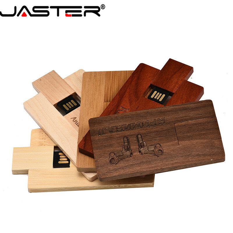 JASTER(free custom logo ) engraving 4GB 8GB 16G 32GB 64GB wooden card model usb 2.0 flash drive memory stick free shipping