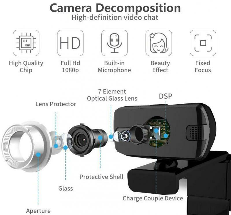Full HD 1080P เว็บแคมหมุนได้มินิคอมพิวเตอร์ WebCamera พร้อมไมโครโฟนสำหรับถ่ายทอดสดวิดีโอจัดการประชุมทำ...