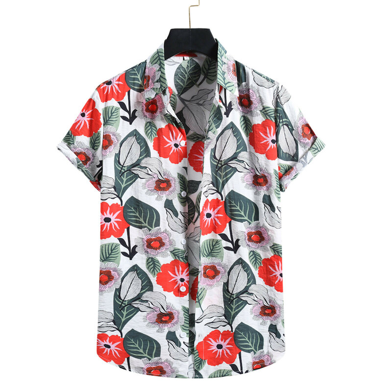 61 #2021 moda uomo T Shirt Cardigan manica corta Hawaiian Beach Flower T Shirt uomo dolcevita camicia abiti estivi Vintage
