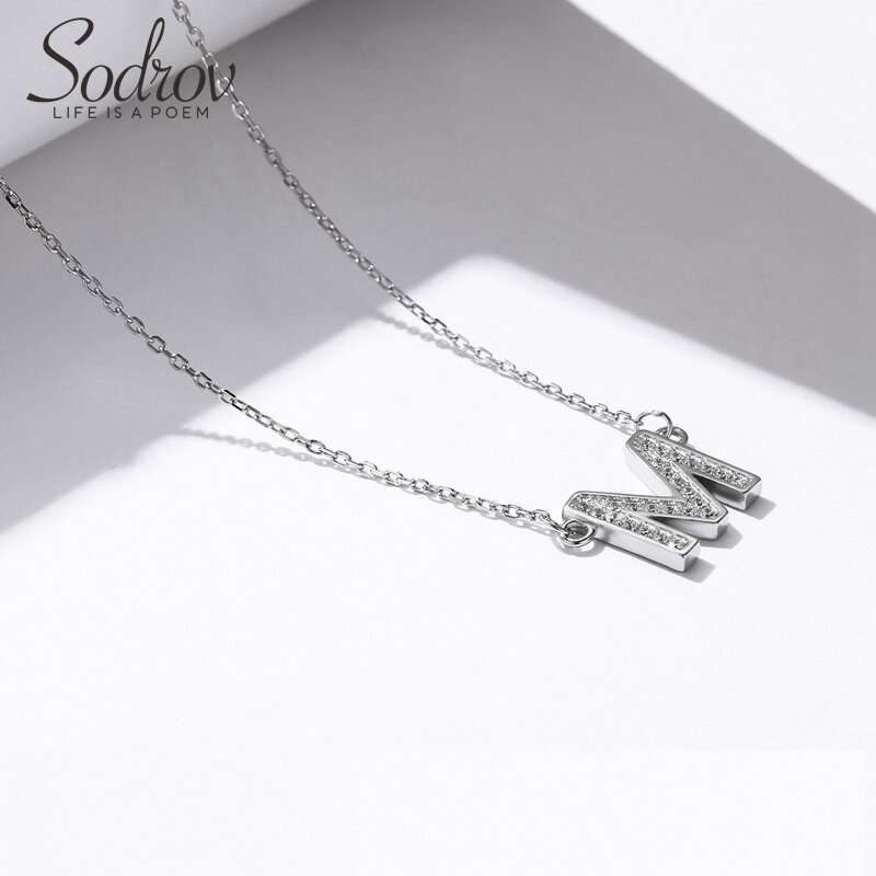 Sodrov ожерелье из стерлингового серебра 925 пробы, цепочка с подвеской, женское ювелирное изделие с надписью A L S M N