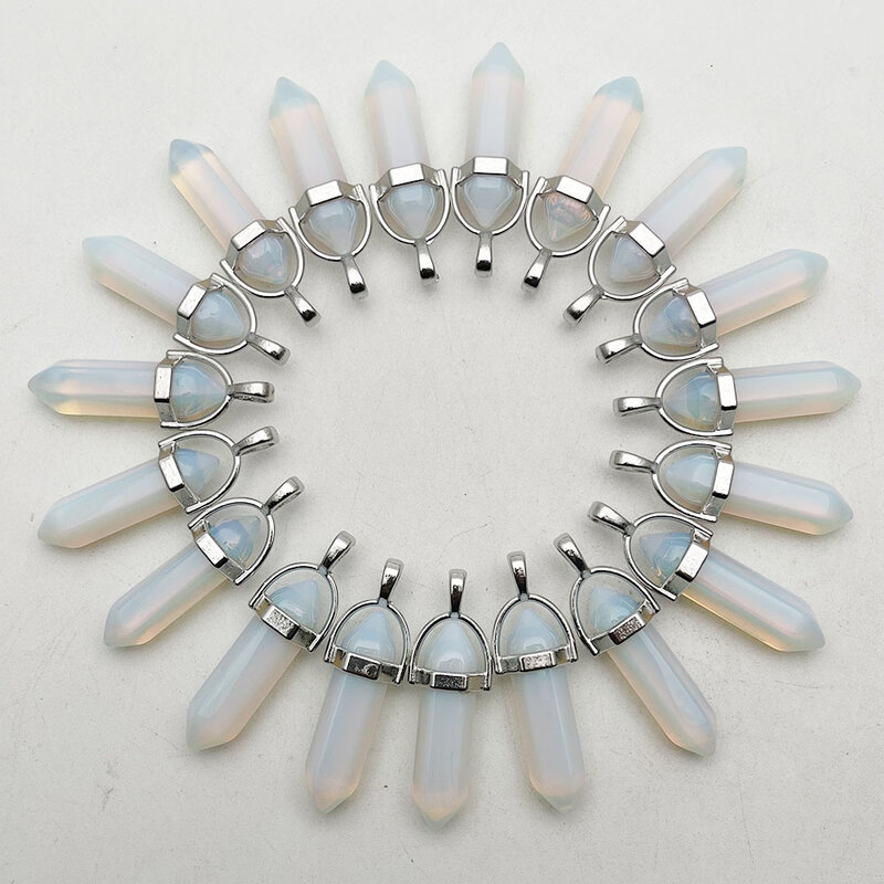 fashion Opal 50pc Natural stone crystal pillar Necklace Pendant for making Jewelry charm accessories Free shipping wholesale
