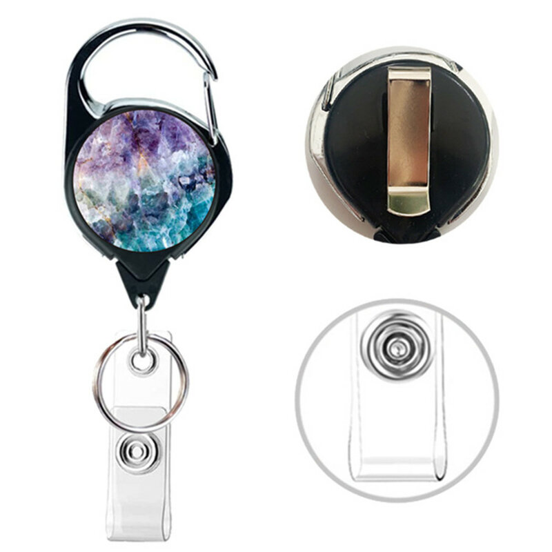 Retro Retractable Pull Badge Reel Zinc Alloy Plastic Id Lanyard Name Tag Card Holder Recoil Belt Keychain Key Ring Chain Clips
