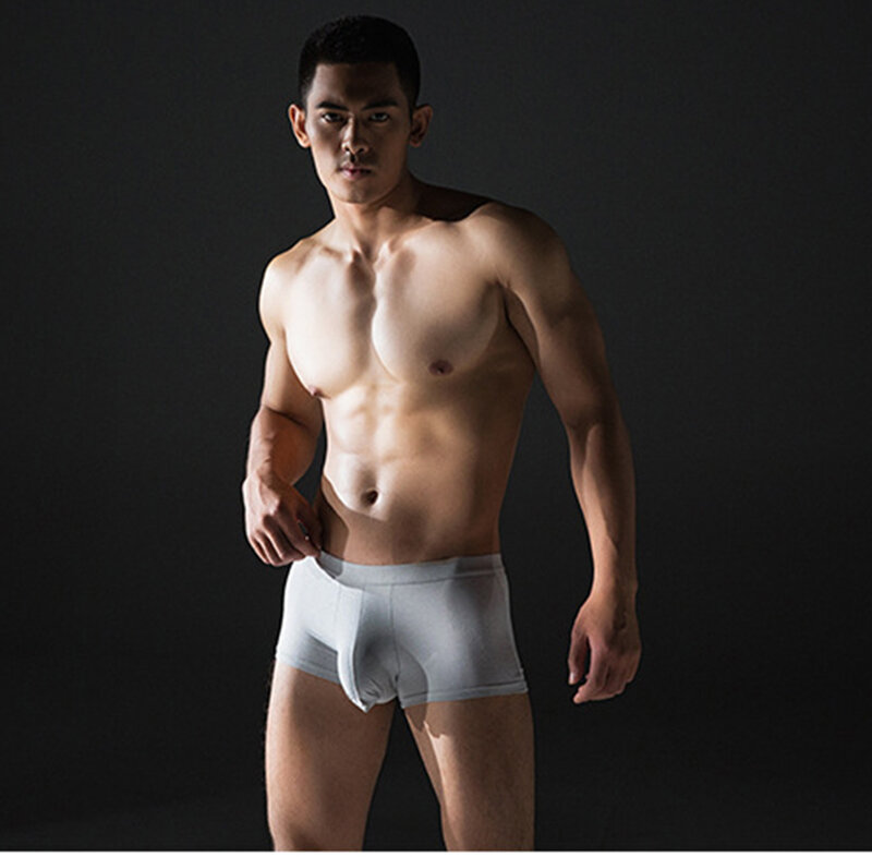 Boxer à séchage rapide pour hommes, sous-vêtement sexy solide sans couture, gaine 3d