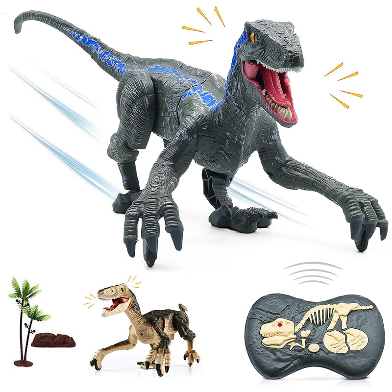 2.4G RC دمى الديناصور الجوراسي التحكم عن بعد ديناصور لعبة محاكاة المشي RC روبوت مع الإضاءة الصوت دينو الاطفال هدية عيد الميلاد
