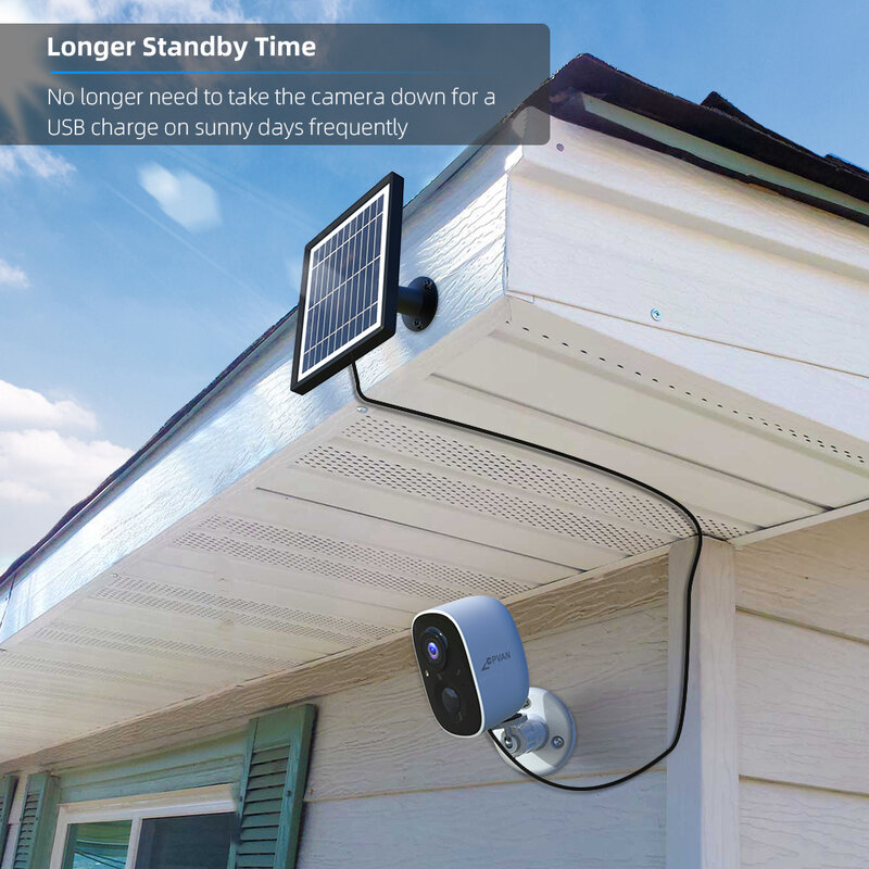 CPVAN Outdoor Built-in Battery IP Camera 1080P Wireless Solar Security Cam Waterproof PIR Sensor Home CCTV with Spotlight
